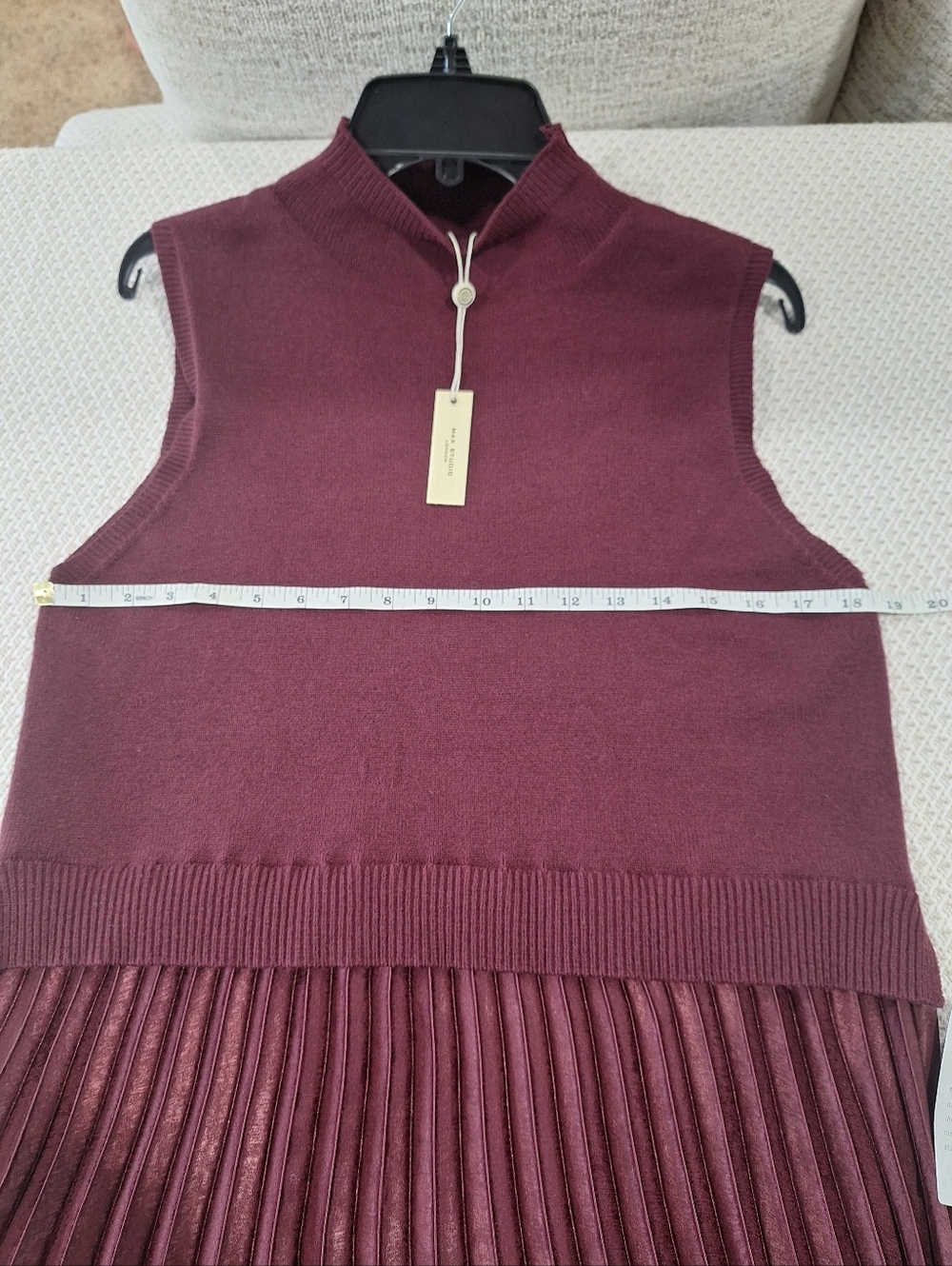Max Studio Sleeveless Pleated Maxi Dress in Burgundy - Picture 5 of 11